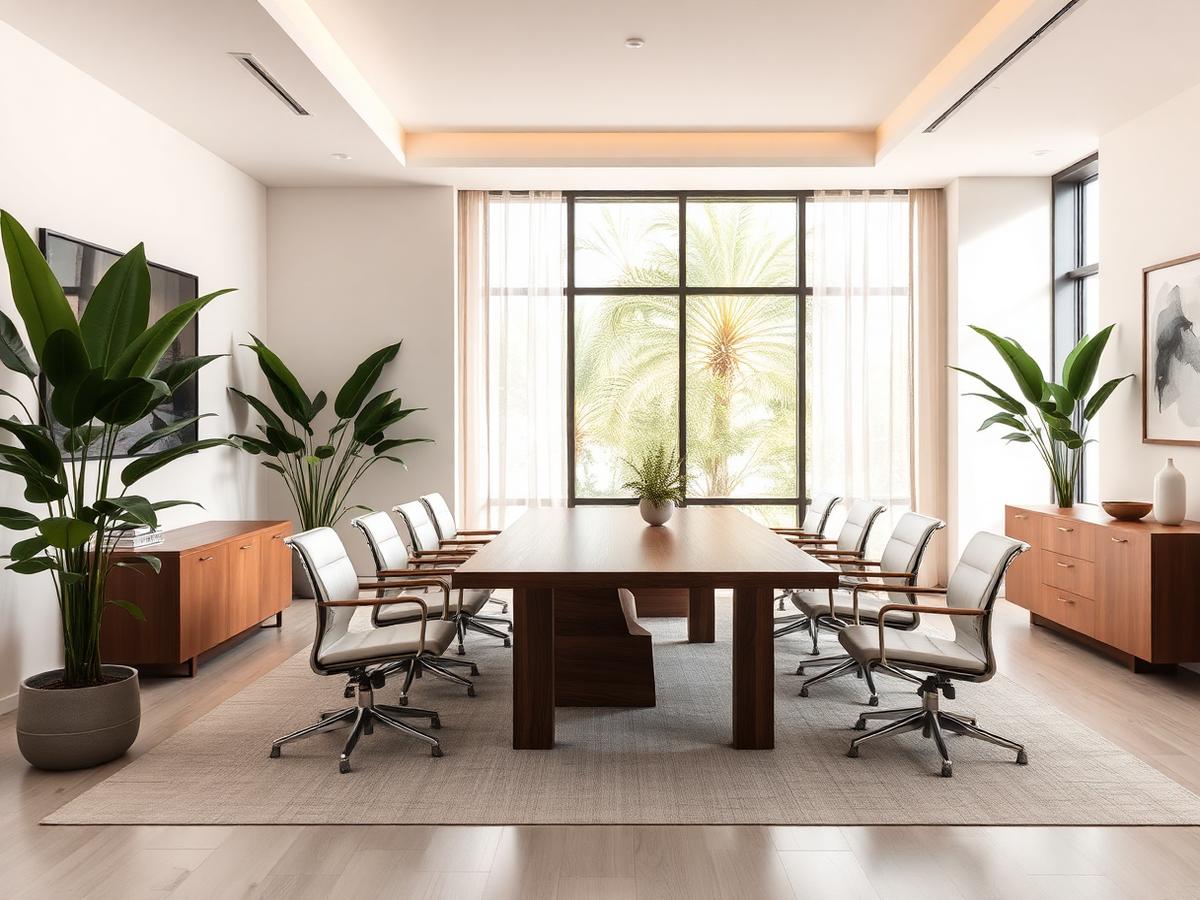 Sunlit conference room in a South Florida real estate office
