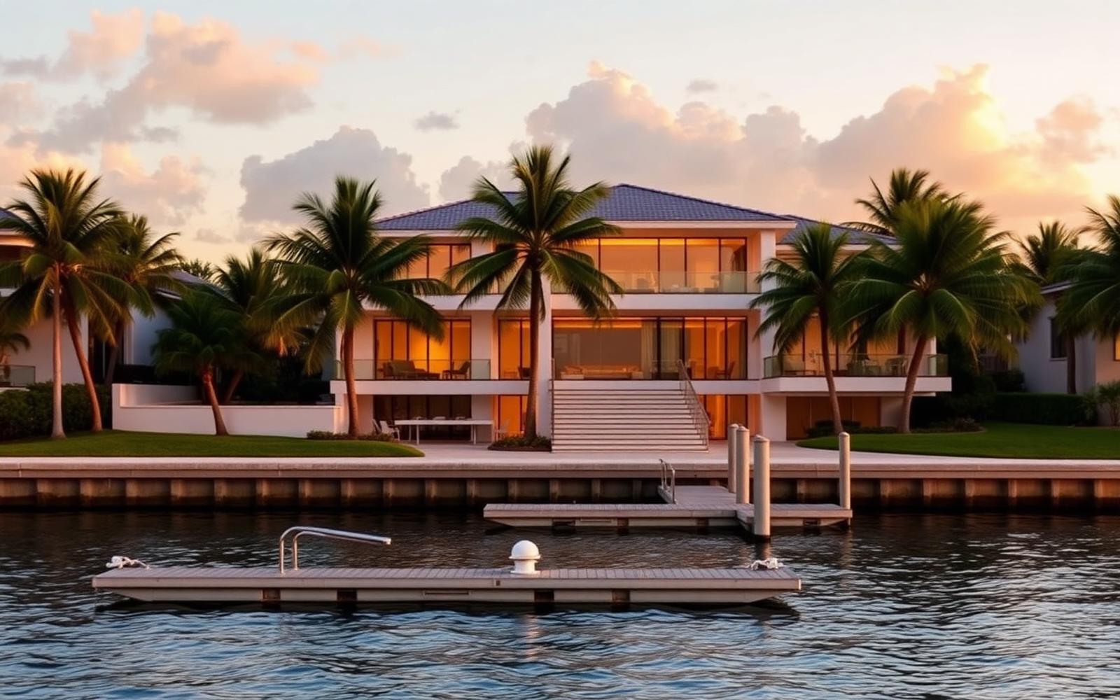 South Florida waterfront property at golden hour